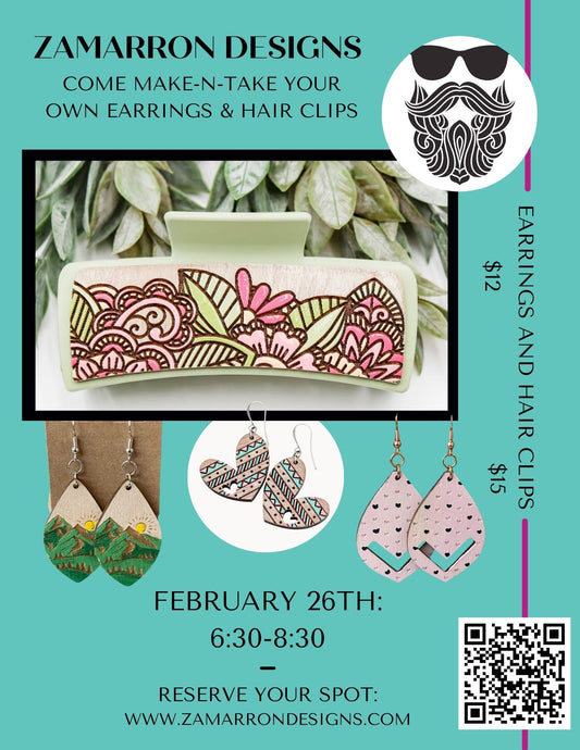 Burly February Earring and Hair Clips