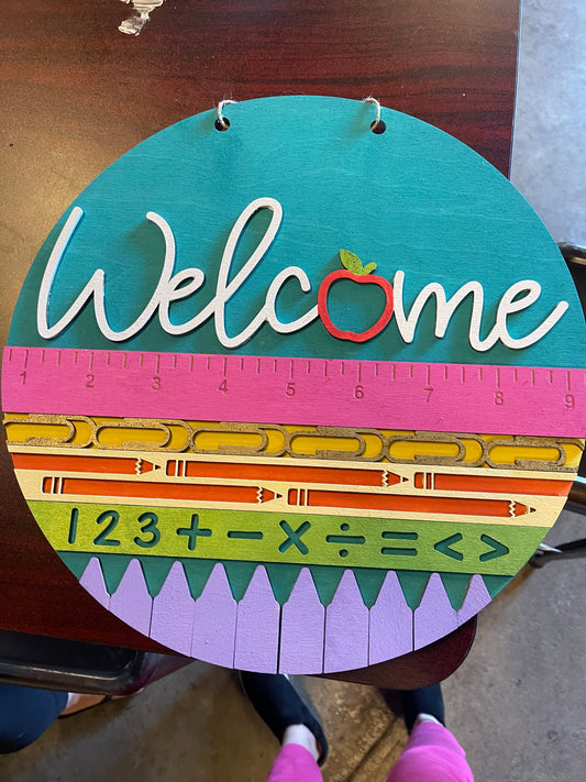 Welcome Sign w/ School Supplies