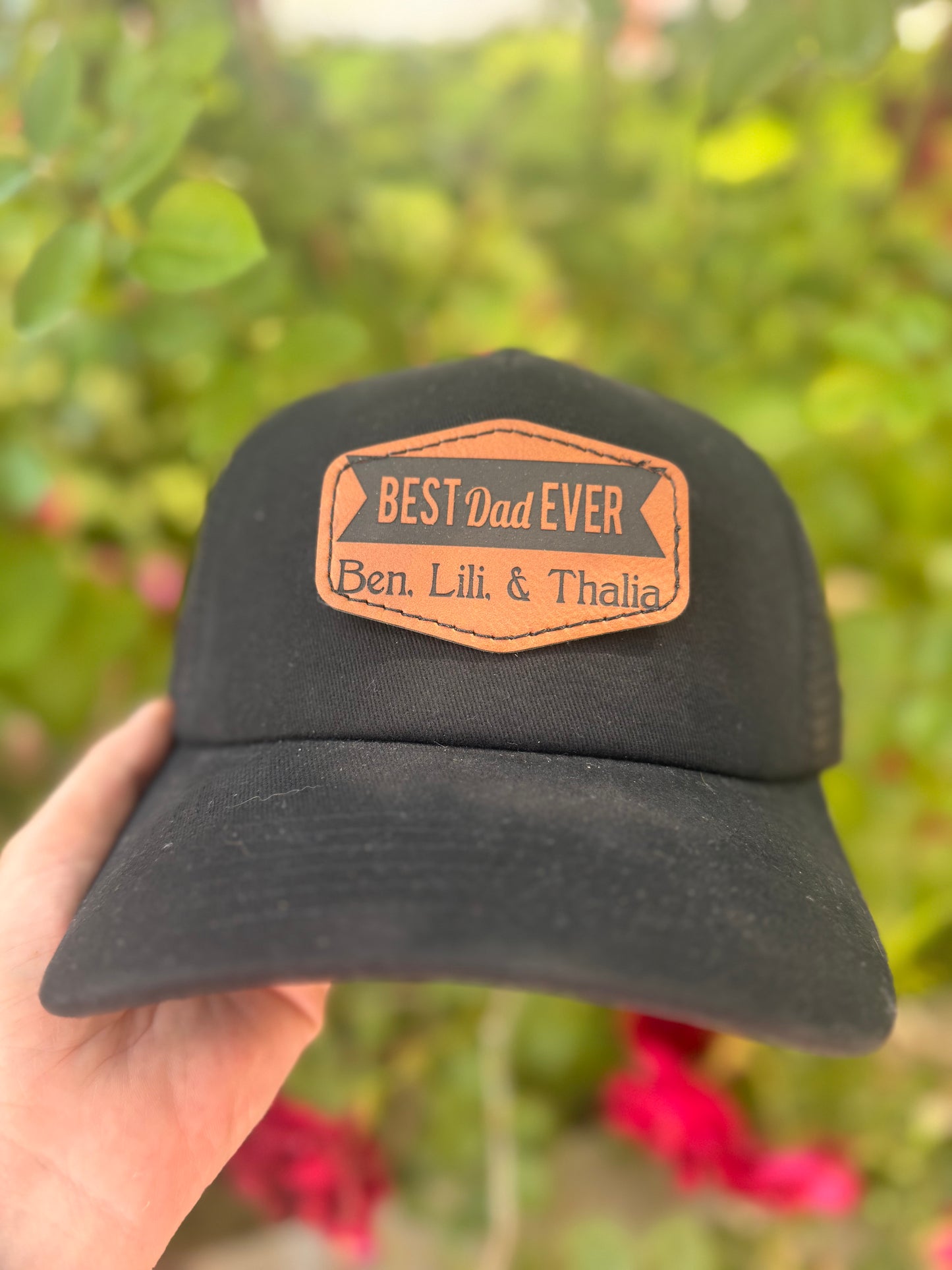 Father’s Day - engraved leather patch hats
