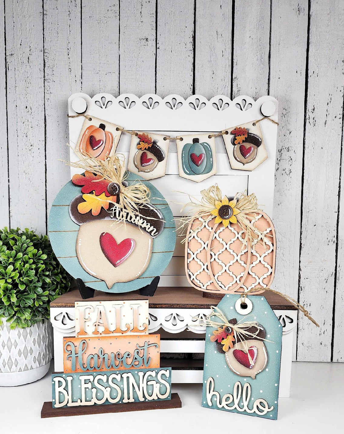 Pumpkin Shelf Sitters and Banner