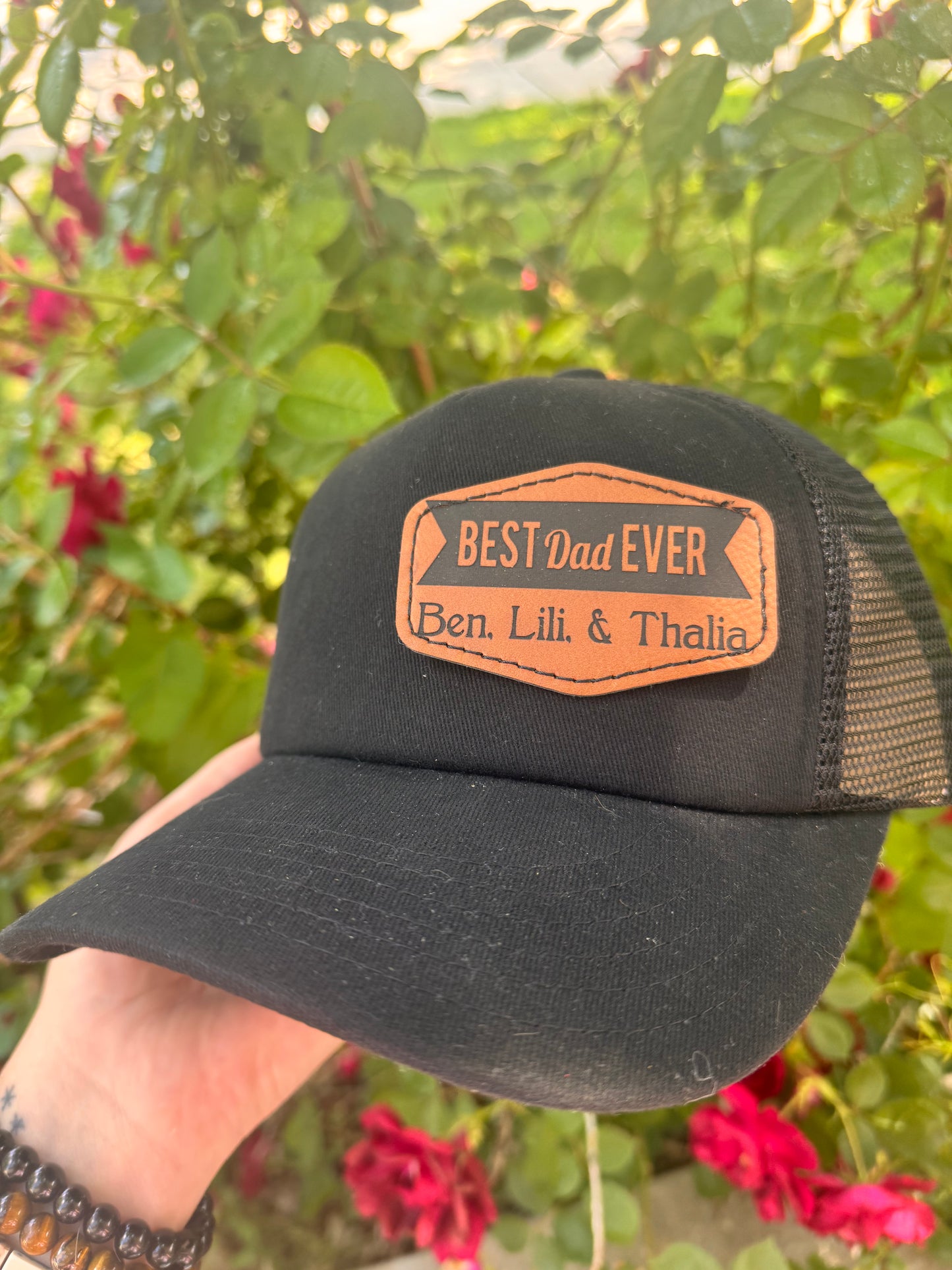 Father’s Day - engraved leather patch hats