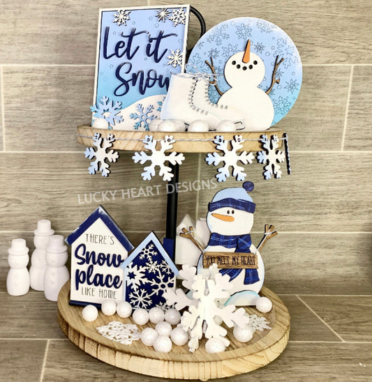 Let it Snow tiered tray